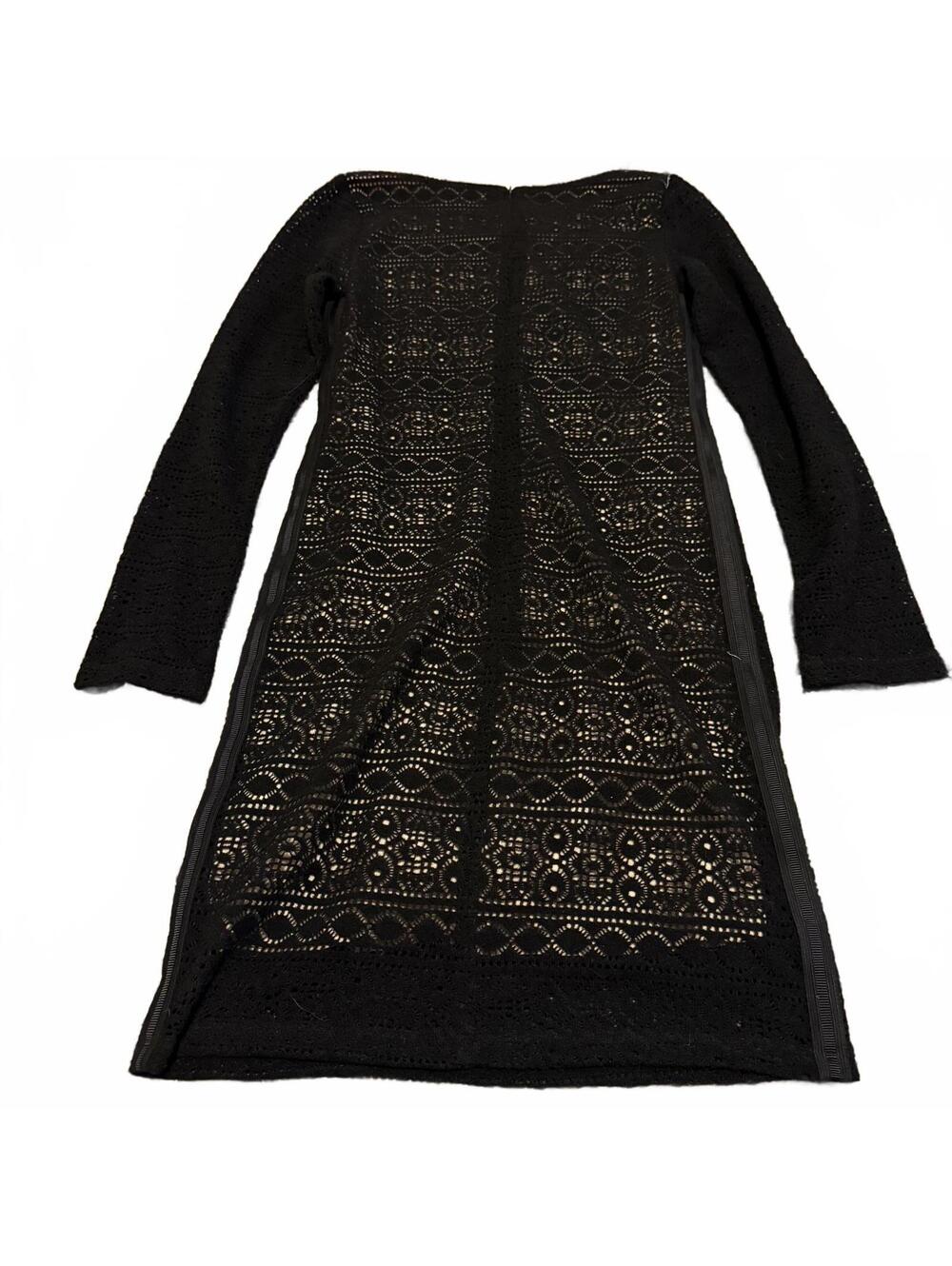 Black Lace Long Sleeve Mini Dress Collective Concepts Size M Chic - Picture 2 of 5